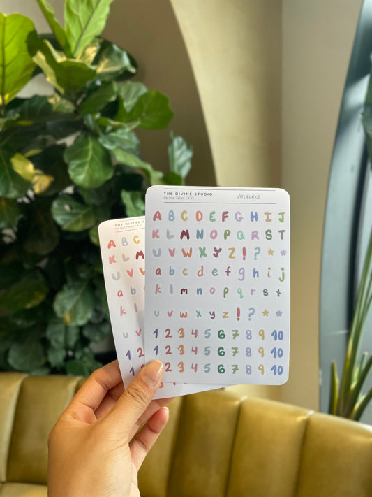 "Alphabet + Numbers" sticker sheet