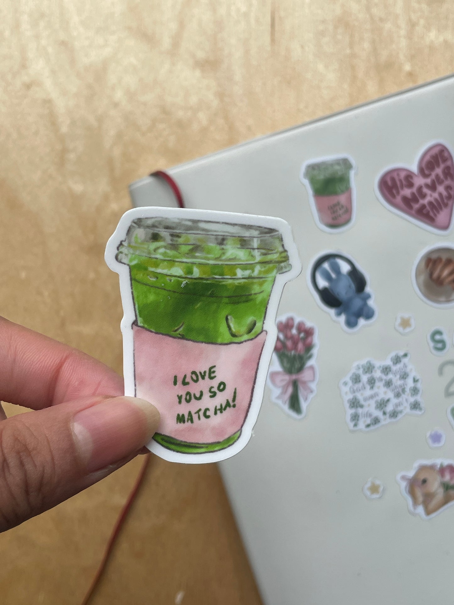 "I LOVE YOU SO MATHCA" die-cut vinyl sticker